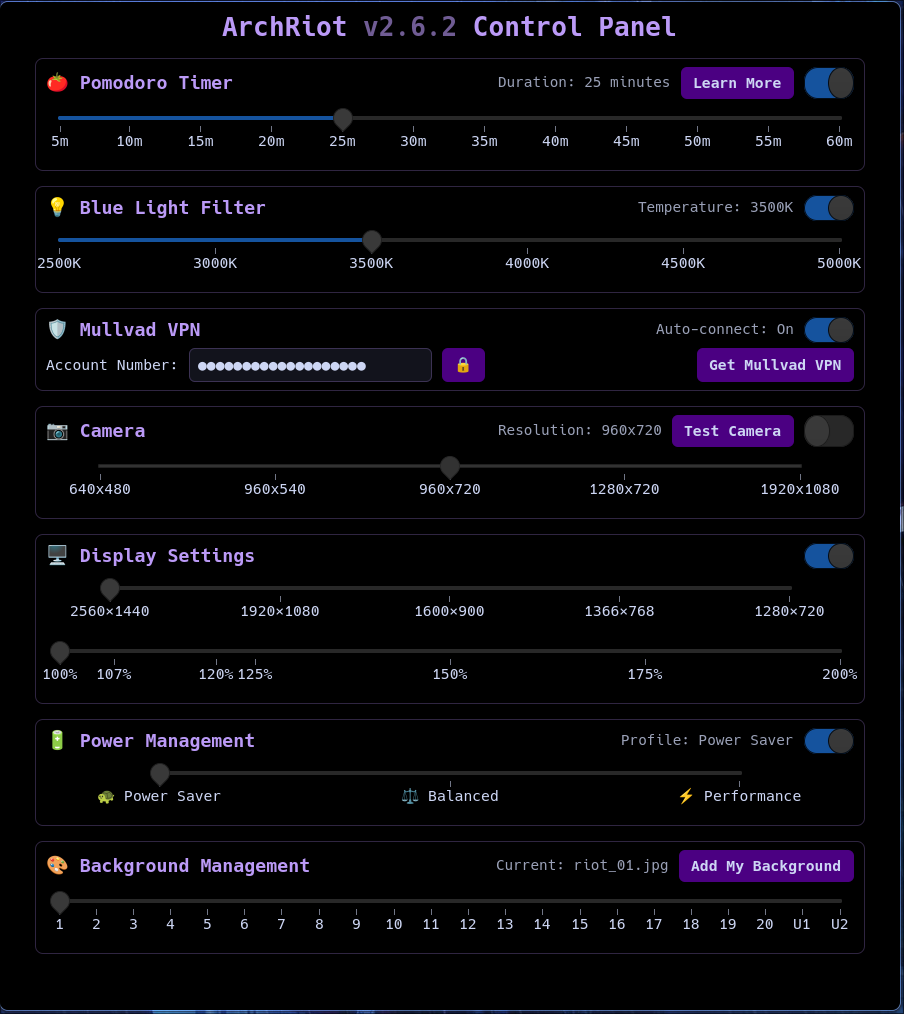 ArchRiot Control Panel